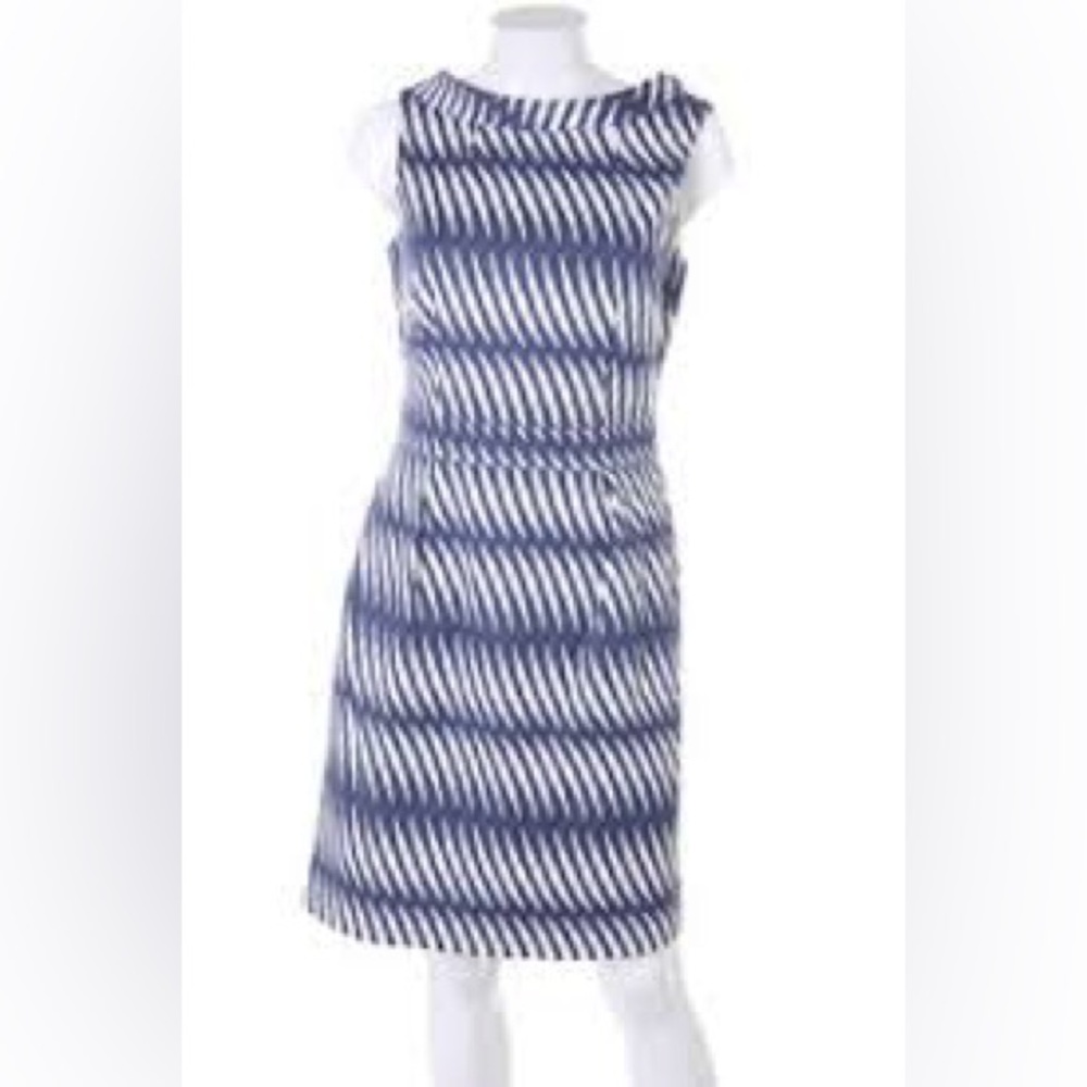 Boden Blue and White Diagonal Stripe Dress. Size 8. Pre owned excellent cond.